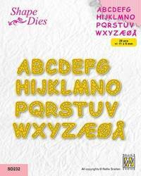 NELLIE'S Stanzform Präge Stanzschablone Cutting Die,  Alphabet mit Nähten SD232